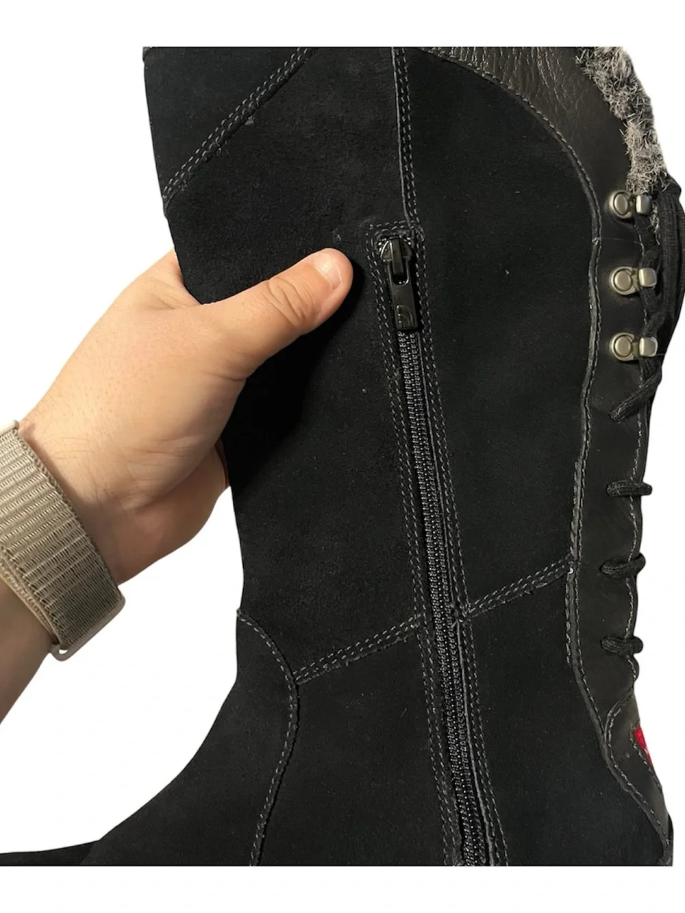 The North Face Womens Janey Winter Boots Black Suede Primaloft Size 8